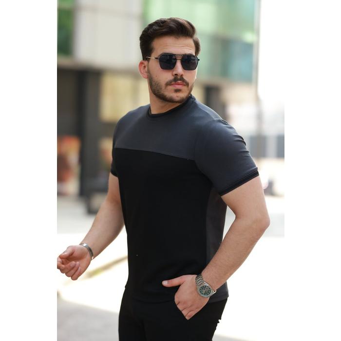 Erkek Bisiklet Yaka Parçalı Renk Oysho Kumaş Kısa Kollu Tshirt