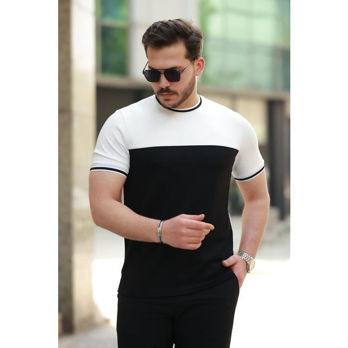 Erkek Bisiklet Yaka Parçalı Renk Oysho Kumaş Kısa Kollu Tshirt