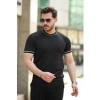 Erkek Bisiklet Yaka Ribanalı Kısa Kollu Tshirt