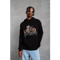 Erkek DANKES Baskılı Kapüşonlu Sweat - Siyah