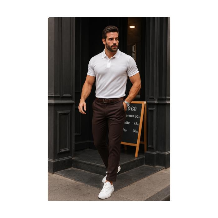 Erkek Düz Kesim Bilek Boy Kumaş Pantolon