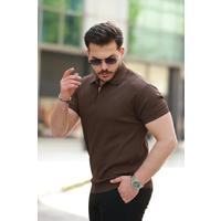Erkek Fermuarlı Yakalı Kısa Kollu Tshirt