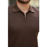 Erkek Fermuarlı Yakalı Kısa Kollu Tshirt