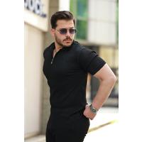 Erkek Fermuarlı Yakalı Kısa Kollu Tshirt