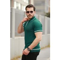Erkek Fermuarlı Yakalı Kısa Kollu T-shirt