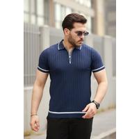 Erkek Fermuarlı Yakalı Kısa Kollu T-shirt