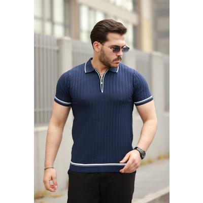 Erkek Fermuarlı Yakalı Kısa Kollu T-shirt
