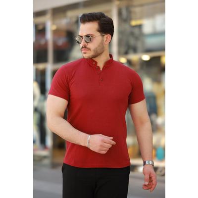 Erkek Hakim Yaka Dokuma Pamuklu Kumaş Kısa Kollu T-shirt