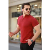 Erkek Hakim Yaka Dokuma Pamuklu Kumaş Kısa Kollu T-shirt