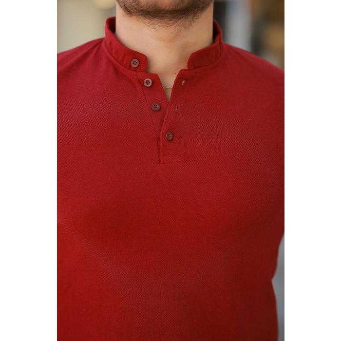 Erkek Hakim Yaka Dokuma Pamuklu Kumaş Kısa Kollu T-shirt