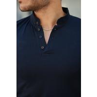 Erkek Hakim Yaka Dokuma Pamuklu Kumaş Kısa Kollu T-shirt