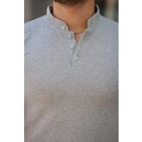 Erkek Hakim Yaka Dokuma Pamuklu Kumaş Kısa Kollu T-shirt