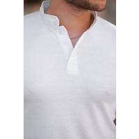 Erkek Hakim Yaka Dokuma Pamuklu Kumaş Kısa Kollu T-shirt
