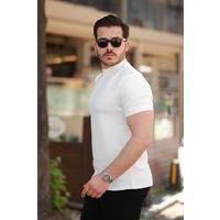 Erkek Ince çizgi Dokulu Kısa Kollu T-shirt