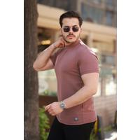 Erkek Ince çizgi Dokulu Kısa Kollu T-shirt