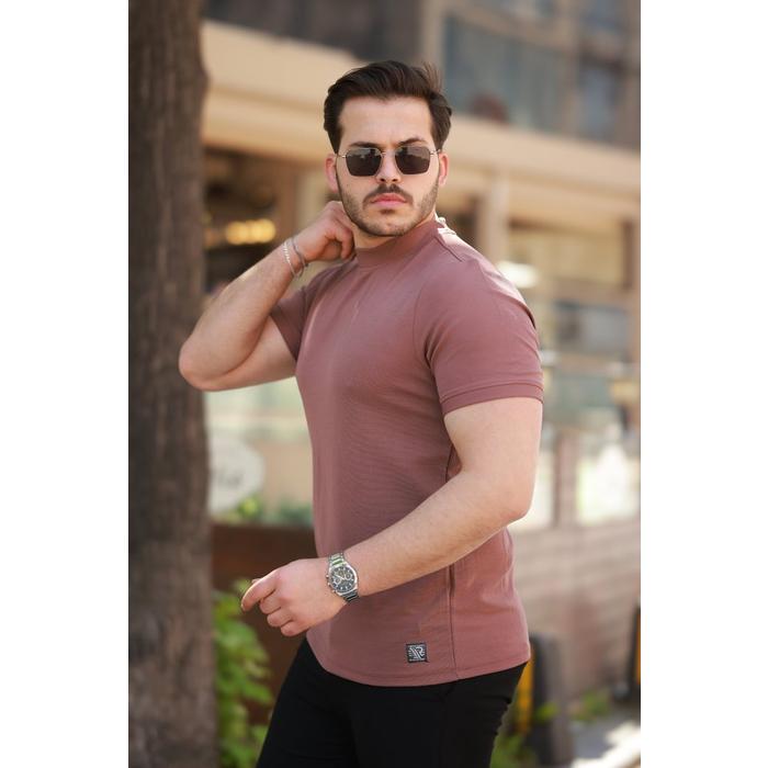 Erkek Ince çizgi Dokulu Kısa Kollu T-shirt
