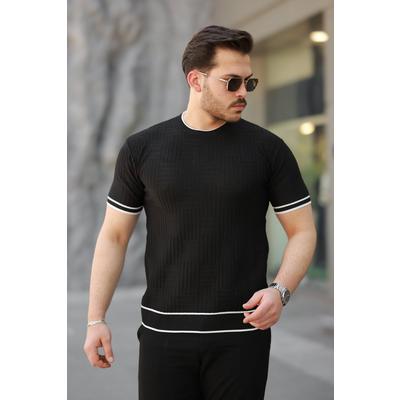 Erkek Jakarlı Ribanalı Kısa Kollu T-shirt