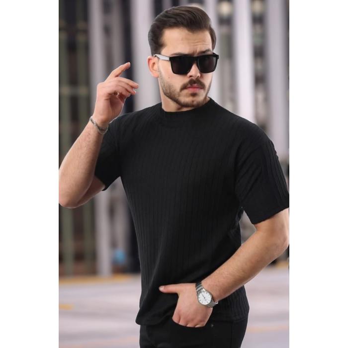 Erkek Kısa Kollu örgü Kumaş Bisiklet Yaka T-shirt