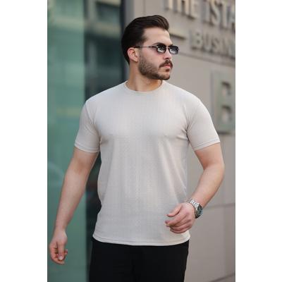 Erkek Kısa Kollu Zigzag Desenli T-shirt