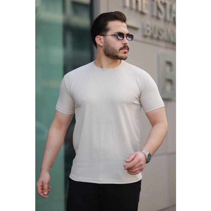 Erkek Kısa Kollu Zigzag Desenli T-shirt
