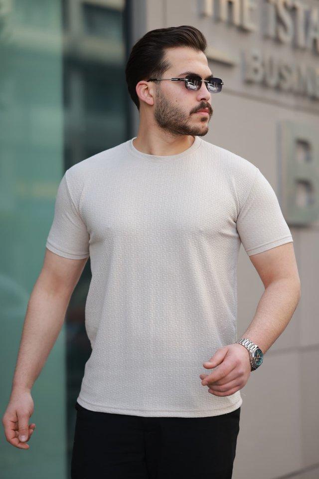 Erkek Kısa Kollu Zigzag Desenli T-shirt