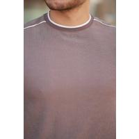 Erkek Omuzlar çizgi Detaylı Kısa Kollu T-shirt