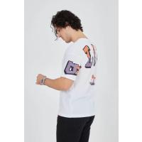 Erkek Ön Ve Arka Baskılı T-Shirt - Beyaz