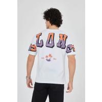 Erkek Ön Ve Arka Baskılı T-Shirt - Beyaz