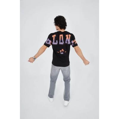 Erkek Ön Ve Arka Baskılı T-Shirt - Siyah