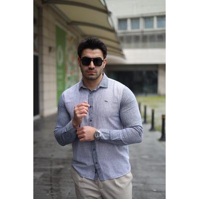 Erkek Pamuklu Keten Kumaş Gömlek