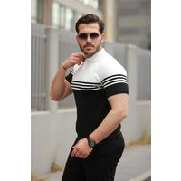 Erkek Parça Renk Yakalı Kısa Kollu T-shirt