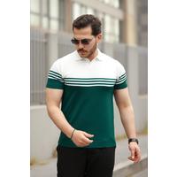 Erkek Parça Renk Yakalı Kısa Kollu T-shirt