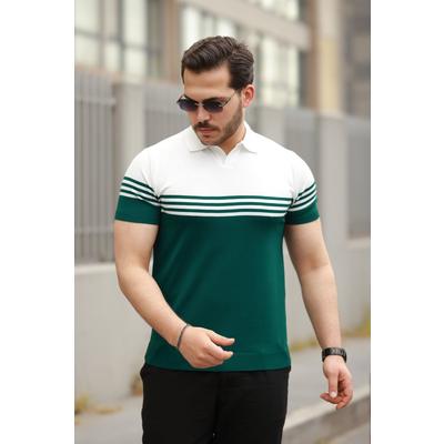 Erkek Parça Renk Yakalı Kısa Kollu T-shirt
