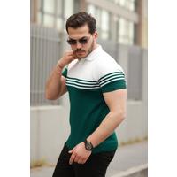 Erkek Parça Renk Yakalı Kısa Kollu T-shirt