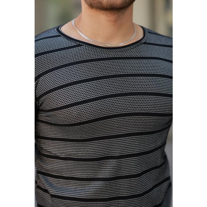 Erkek Petek Desenli Kısa Kollu T-shirt