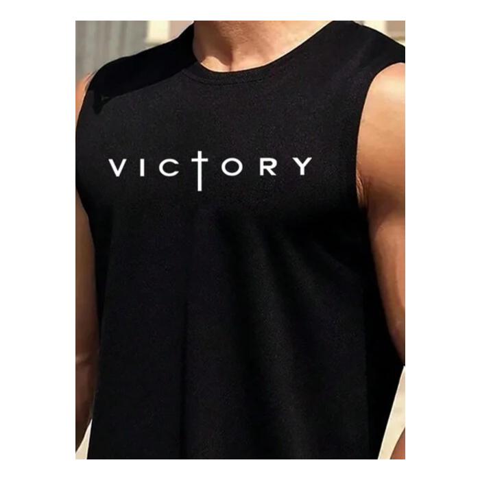 Erkek Sıfır Kol Victory Baskılı Süprem Bluz