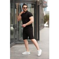 Erkek Yakalı Fermuarlı T-shirt şort Ikili Takım