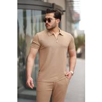 Erkek Yakalı Fermuarlı T-shirt Pantolon Ikili Rahat Takım