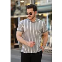 Erkek Yakalı örme Kumaş Kısa Kollu T-shirt
