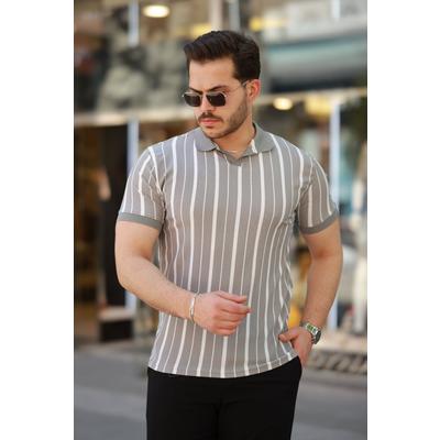Erkek Yakalı örme Kumaş Kısa Kollu T-shirt