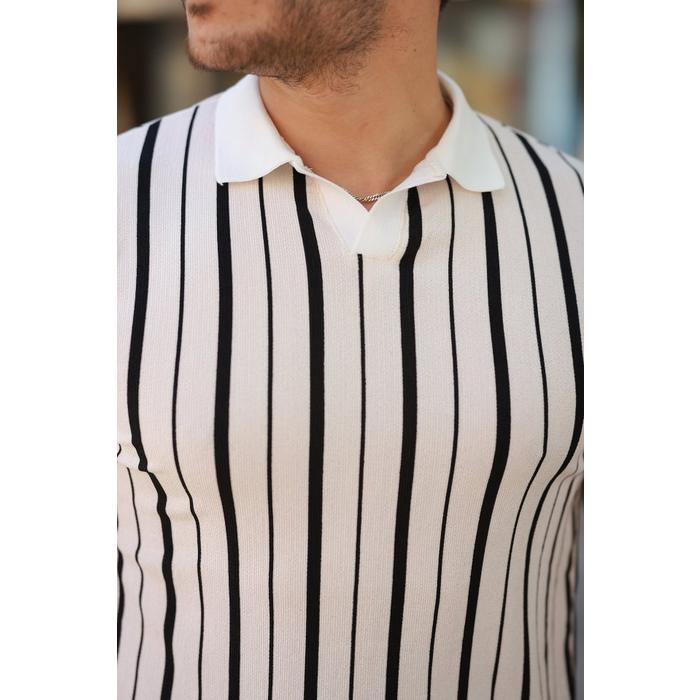 Erkek Yakalı örme Kumaş Kısa Kollu T-shirt
