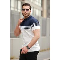 Erkek Yakalı Parça Renk Kısa Kollu T-shirt