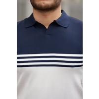 Erkek Yakalı Parça Renk Kısa Kollu T-shirt