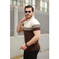 Erkek Yakalı Parça Renk Kısa Kollu T-shirt