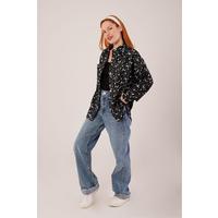 Eskitme Görünümlü Denim Siyah Gömlek