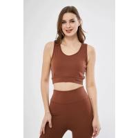 Fitilli Baskılı Crop - Kahve