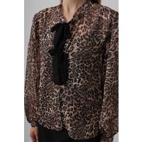 Fiyonk Detaylı Leopar Bluz - Leopar