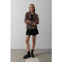 Fiyonk Detaylı Leopar Bluz - Leopar