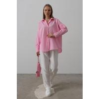 Geniş Manşet Detaylı Gömlek - Pembe