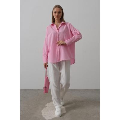 Geniş Manşet Detaylı Gömlek - Pembe